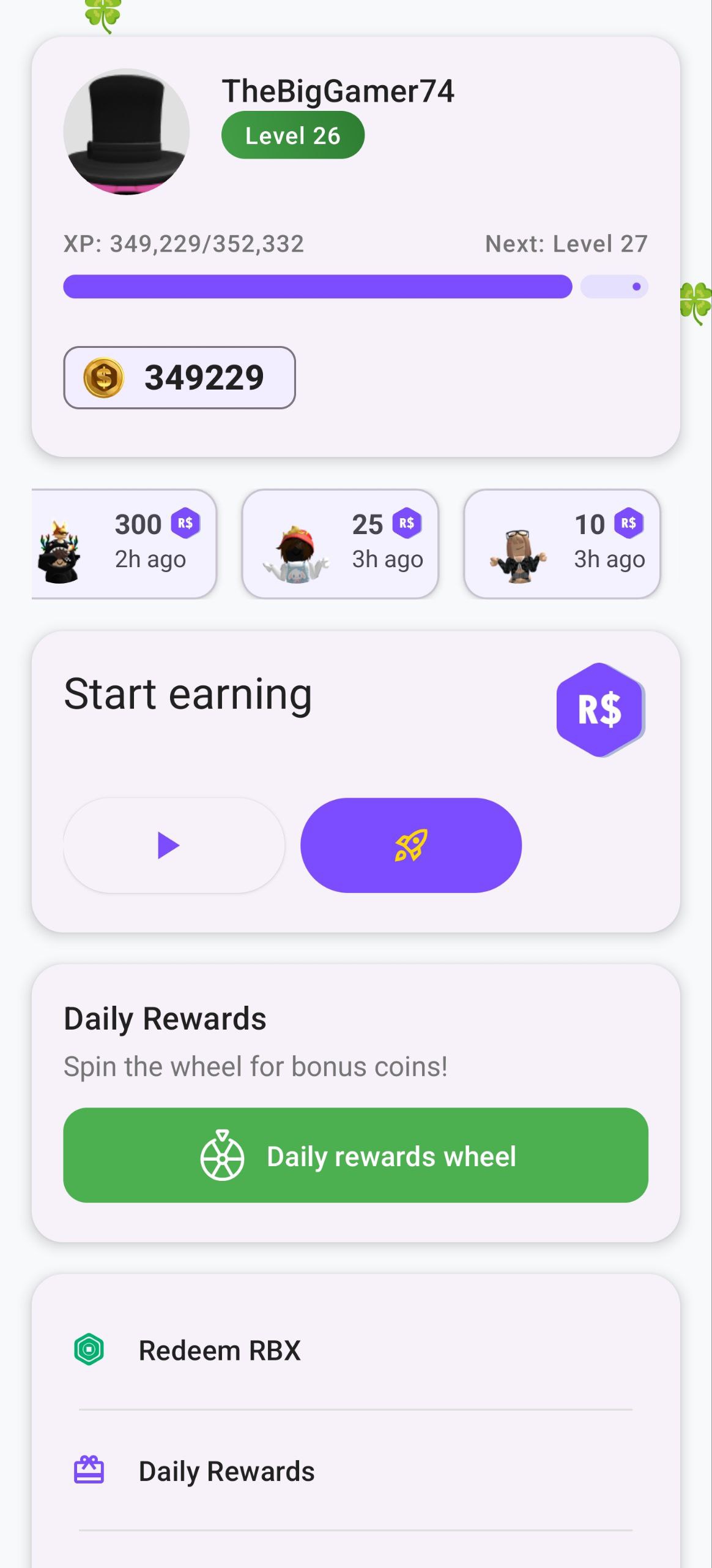 Robux Earny App Screenshot